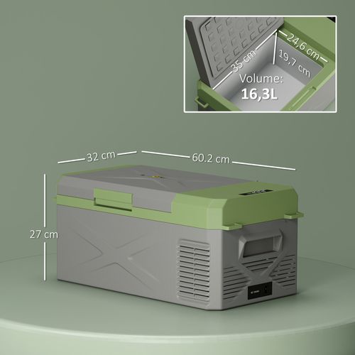 Glacière Électrique Voiture à Compression 16,3l 12/24v 60w Max Gris Vert