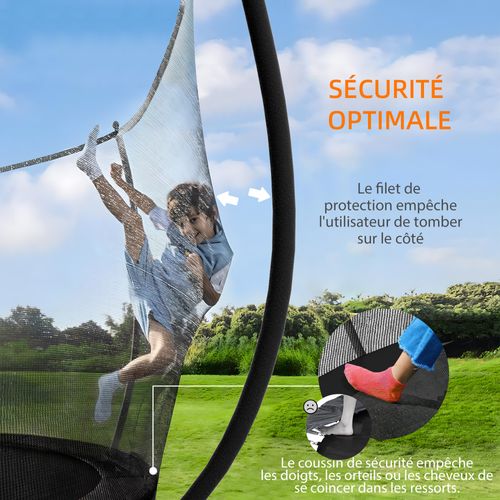 Trampoline De Jardin Complet D.305 Cm Acier Noir