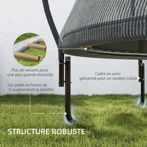 Trampoline De Jardin Complet D.305 Cm Acier Noir