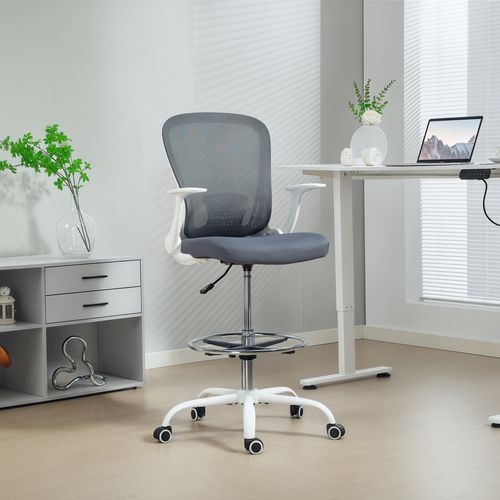 Chaise Bureau Ergonomique Assise Haute Réglable Accoudoirs Relevables Maille