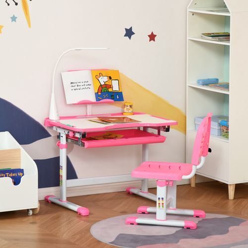 Bureau Enfant Avec Chaise Réglables Lampe Et Support Inclus
