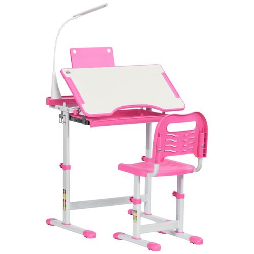 Bureau Enfant Avec Chaise Réglables Lampe Et Support Inclus