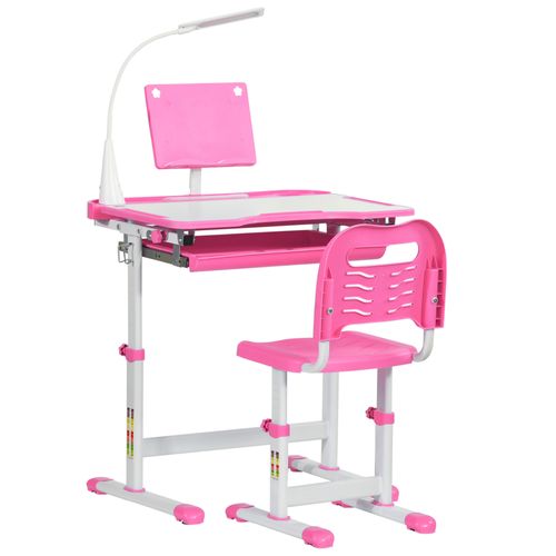 Bureau Enfant Avec Chaise Réglables Lampe Et Support Inclus