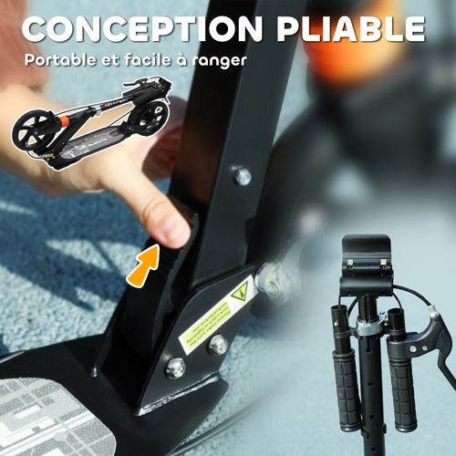 Trottinette Pliable Enfant Guidon Réglable Freins Suspensions Av/ar Béquille Noir