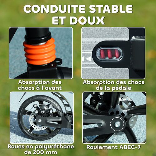 Trottinette Pliable Enfant Guidon Réglable Freins Suspensions Av/ar Béquille Noir