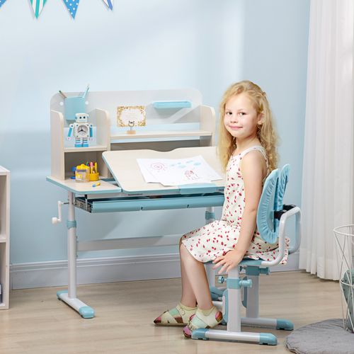 Ensemble Bureau Chaise Enfant Réglable Nombreux Rangements