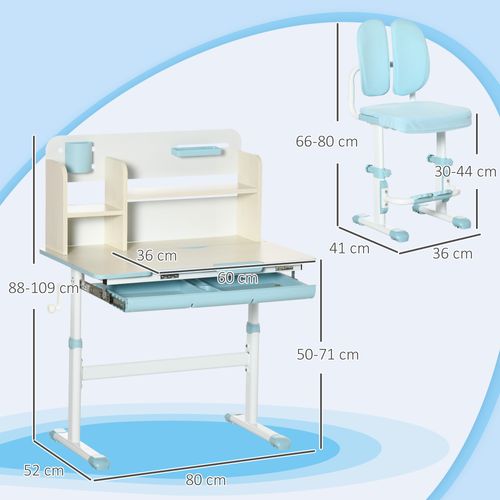 Ensemble Bureau Chaise Enfant Réglable Nombreux Rangements
