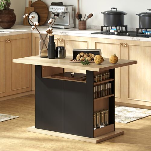 Table à Manger Ilot Central Cuisine 4-6 Personnes Panneaux Bois