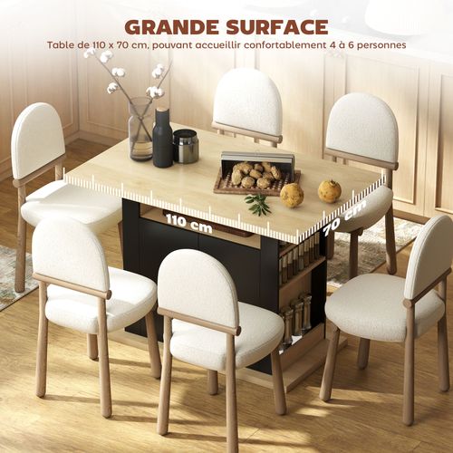 Table à Manger Ilot Central Cuisine 4-6 Personnes Panneaux Bois