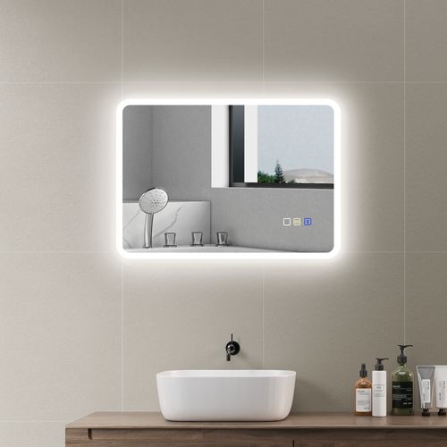 Miroir Lumineux LED 50 X 70 Cm Bluetooth Interrupteur Tactile Lumière Réglable