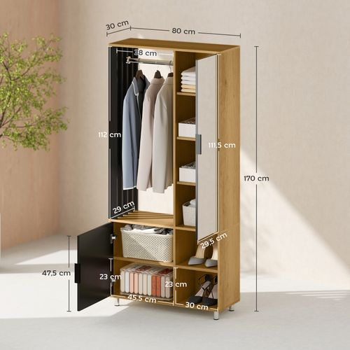 Armoire De Chambre Penderie Dressing Miroir Design Multi-rangement