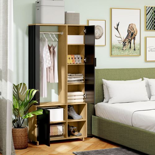 Armoire De Chambre Penderie Dressing Miroir Design Multi-rangement