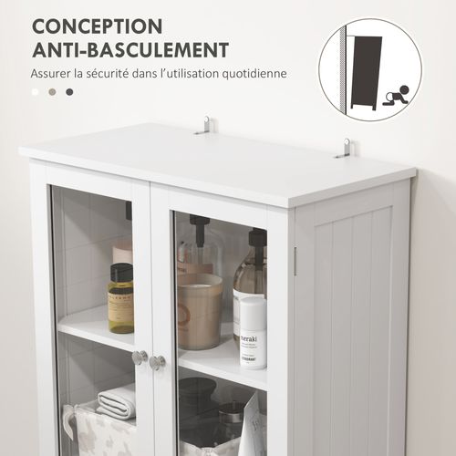 Meuble Haut De Salle De Bain - Armoire Salle De Bain - 4 Portes, 2 Tiroirs - Blanc