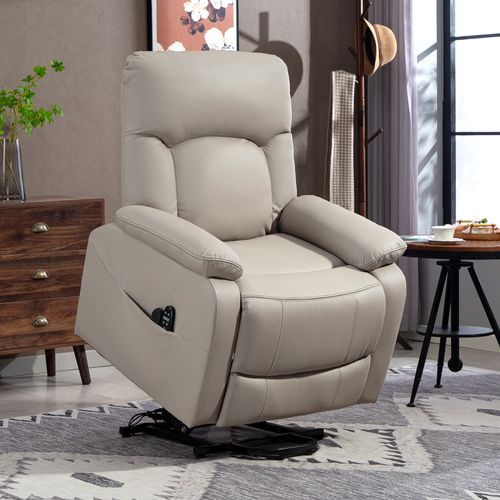 Fauteuil Releveur Électrique Massant Chauffant Inclinable Synthétique Gris Clair