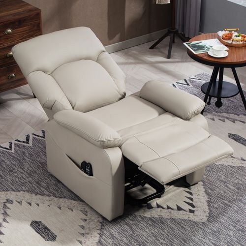 Fauteuil Releveur Électrique Massant Chauffant Inclinable Synthétique Gris Clair