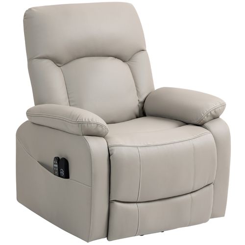 Fauteuil Releveur Électrique Massant Chauffant Inclinable Synthétique Gris Clair