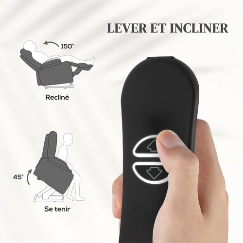 Fauteuil Releveur Électrique Massant Chauffant Inclinable Synthétique Gris Clair