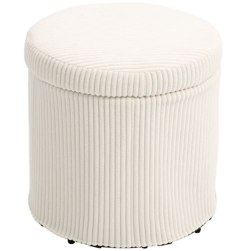 Pouf Coffre 32l Max. 120 Kg Velours Côtelé Beige Clair