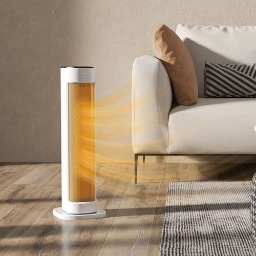 Chauffage D'appoint Céramique Ptc Soufflant Oscillant 1200-2000w Timer Télécommande Blanc