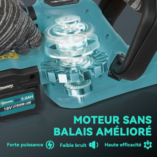 Taille-haies Sans Fil 18v 2 Batteries 3 Ah Lame 51 Cm - Kit Complet Bleu
