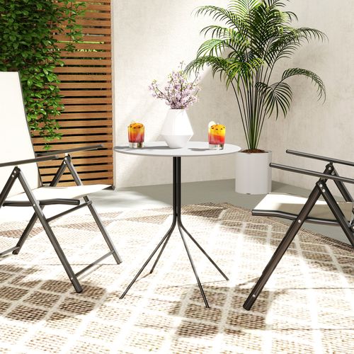 Table De Jardin Ronde Design Dia. 60 Cm Acier Anthracite Blanc