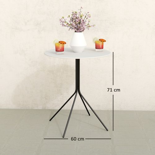 Table De Jardin Ronde Design Dia. 60 Cm Acier Anthracite Blanc