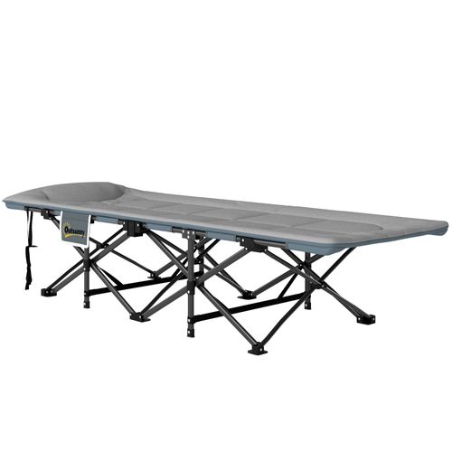 Lit De Camp Pliable Matelassé Grand Confort Tétière Intégré Gris