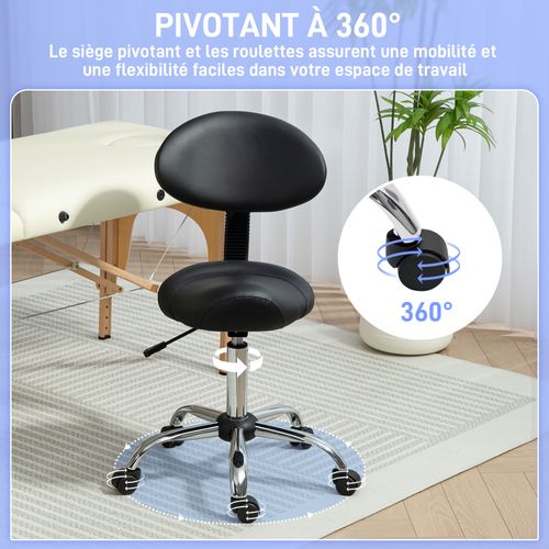Tabouret De Massage Ergonomique Dossier Enveloppant Réglable Noir