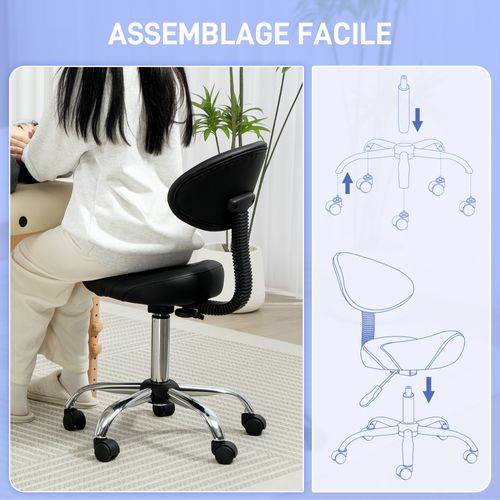 Tabouret De Massage Ergonomique Dossier Enveloppant Réglable Noir