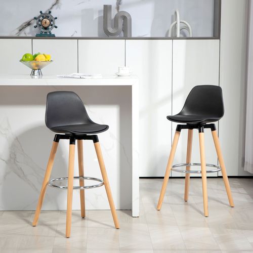 Lot De 2 Tabourets De Bar Style Scandinave Bois Synthétique