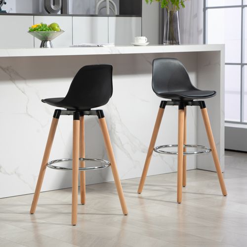 Lot De 2 Tabourets De Bar Style Scandinave Bois Synthétique