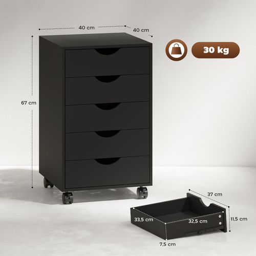 Caisson Bureau 5 Tiroirs Mobile Dim. 40x40x67cm