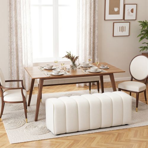Bout De Lit Banquette Design Courbes Arrondies Matelassées Toucher Lin Crème