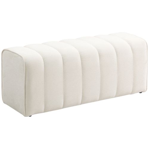 Bout De Lit Banquette Design Courbes Arrondies Matelassées Toucher Lin Crème