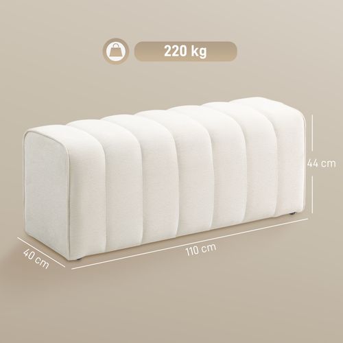 Bout De Lit Banquette Design Courbes Arrondies Matelassées Toucher Lin Crème