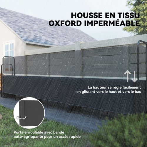 Range Bûches Abri Bûches Avec Housse Imperméable 389 X 38 X 118 Cm Acier Noir