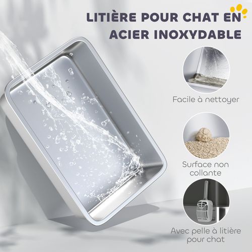 Maison De Toilette XL 65l Design Chat Acier Inox Abs Noir