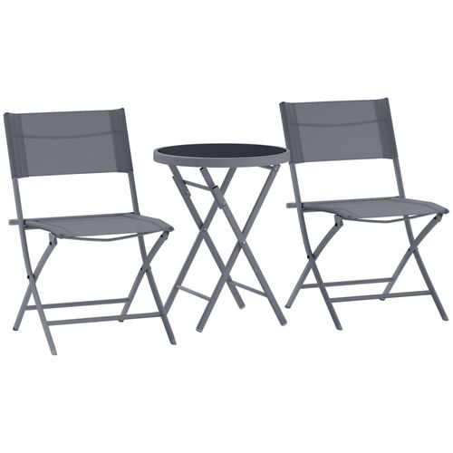 Ensemble Bistrot Jardin 2 Personnes Pliable Métal Époxy Gris