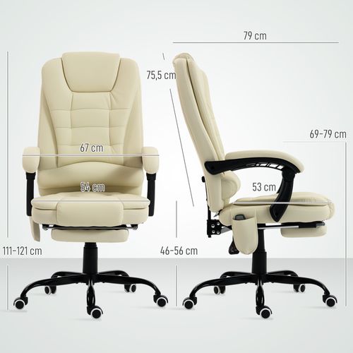 Fauteuil De Bureau Avec Repose-pied Intégré En Pu - Beige