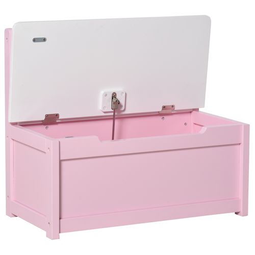 Banc Coffre à Jouet 2 En 1 Style Girly Rose Blanc Dim. 60 X 30 X 50 Cm
