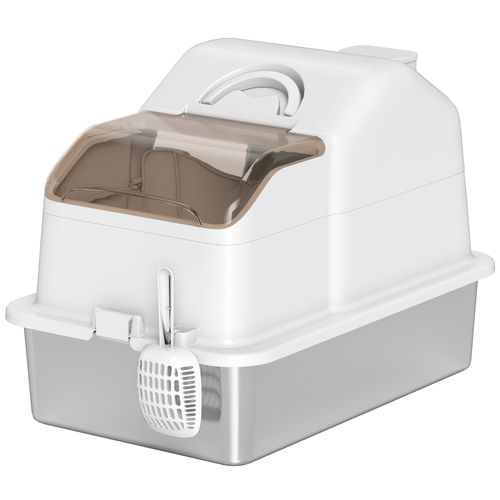 Maison De Toilette Chat - Pelle, Poignée - Acier Inox Plastique Gris Clair