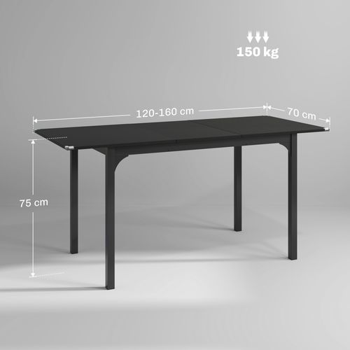 Table De Salle à Manger Extensible 4-6 Personnes Noir