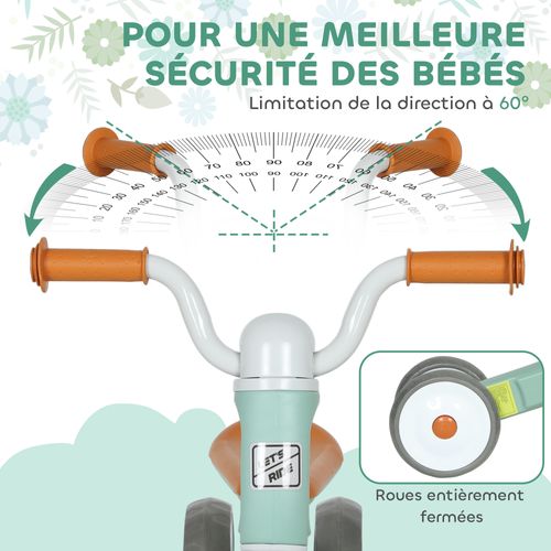 Draisienne 3 Roues Enfant 12-36 Mois Pneu Eva Silencieux Grande Selle