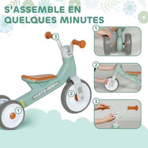 Draisienne 3 Roues Enfant 12-36 Mois Pneu Eva Silencieux Grande Selle