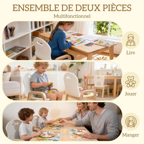 Lot De 2 Chaises Enfant Style Nordique En Bois Hauteur Réglable Empilables