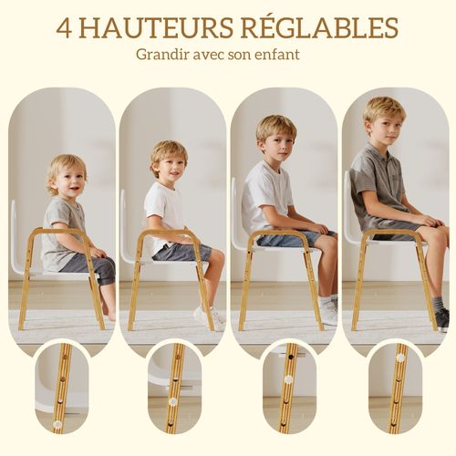 Lot De 2 Chaises Enfant Style Nordique En Bois Hauteur Réglable Empilables