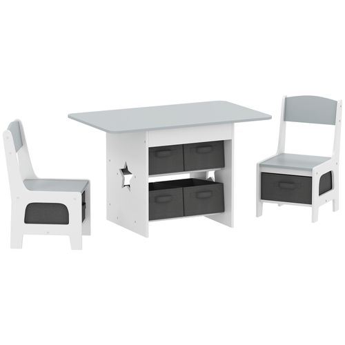Ensemble Table Et Chaises Enfant Design Étoile Gris Clair Blanc 6 Tiroirs