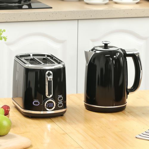 Ensemble Bouilloire Et Grille-pain Vintage Gris Métal Noir