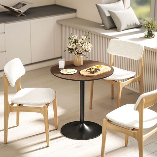 Table De Salle à Manger Ronde 2 Personnes Dia.70 Cm Acier Noir Effet Bois Noyer