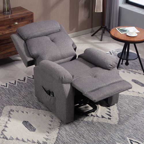 Fauteuil Releveur Électrique Massant Chauffant Inclinable Tissu Gris